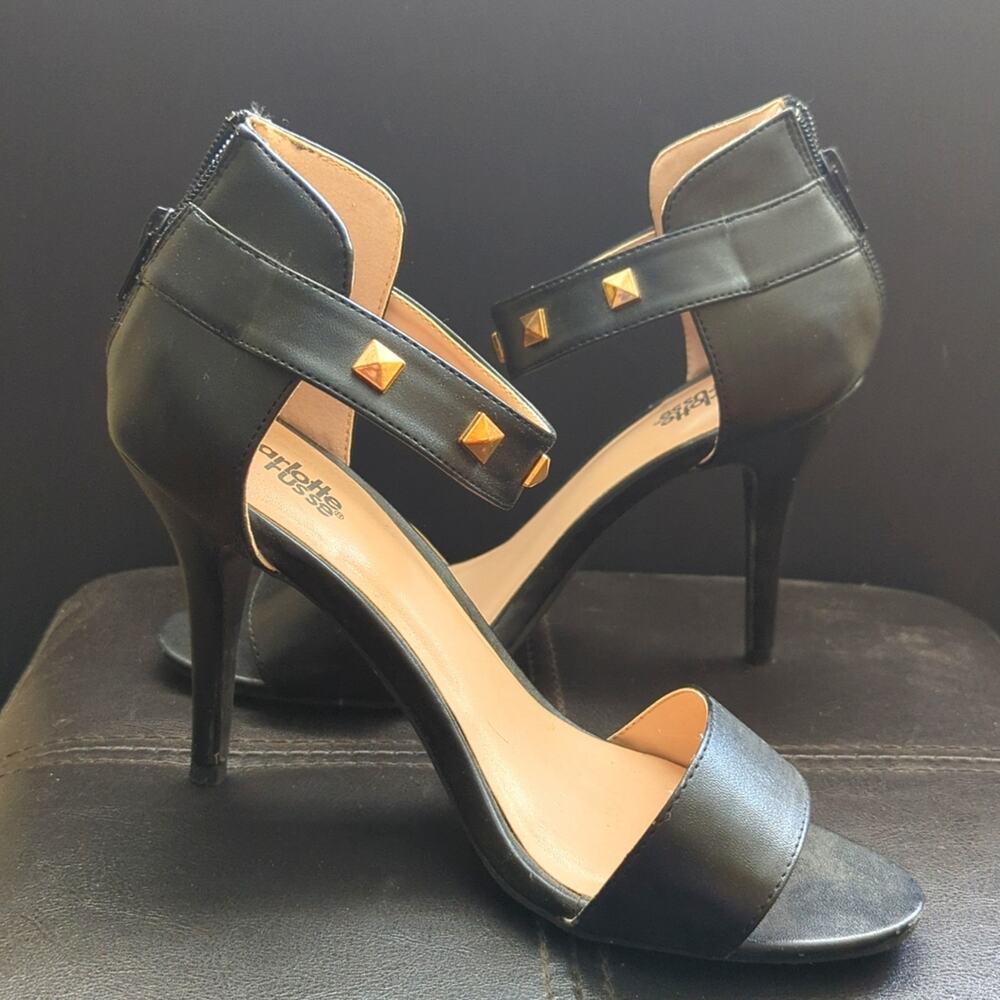 Charlotte Russe Studded Strappy Stiletto Heel Zip Up Sandals